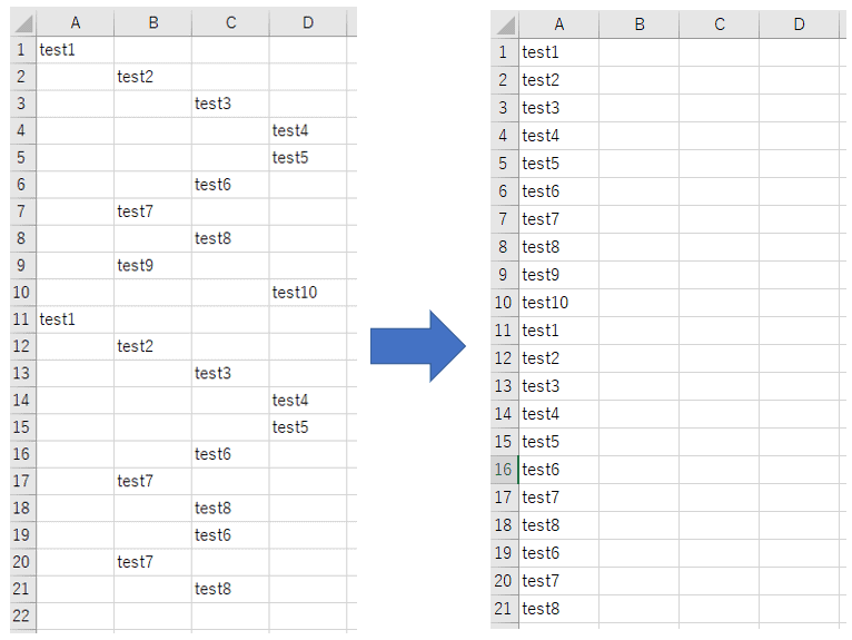 Excel で空白セルだけを削除して左詰め 上詰めする簡単な方法 プログラミングで遊ブログ